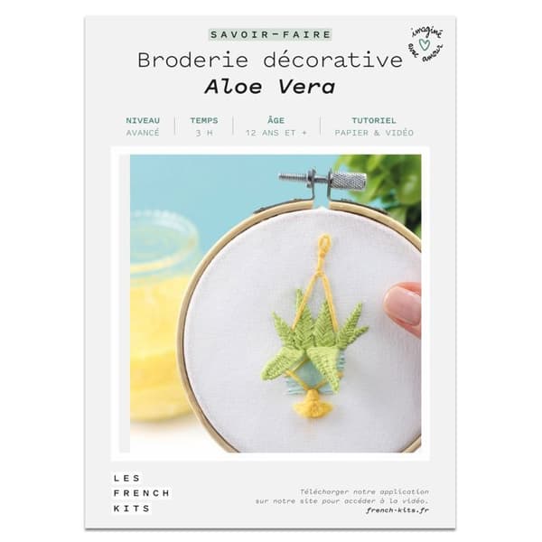 Green Aloe Vera broderi kit - Franska Kits - Aloe vera blad i volym - Nybörjare