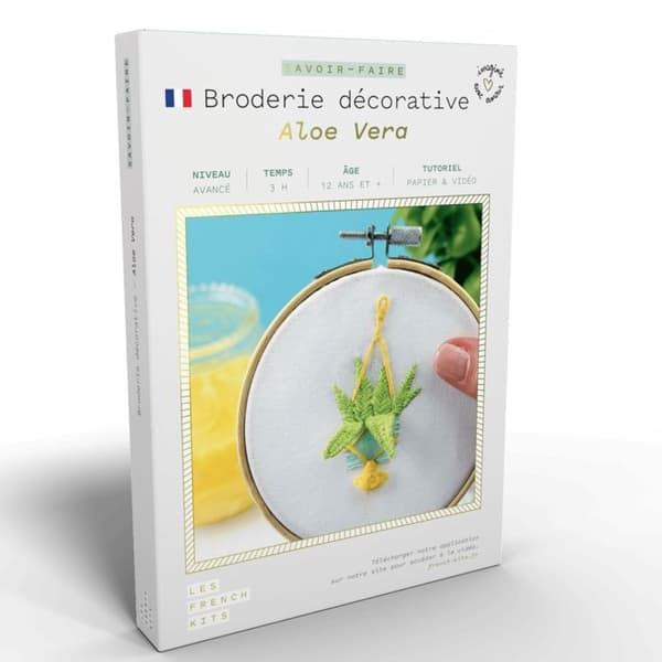 Green Aloe Vera broderi kit - Franska Kits - Aloe vera blad i volym - Nybörjare