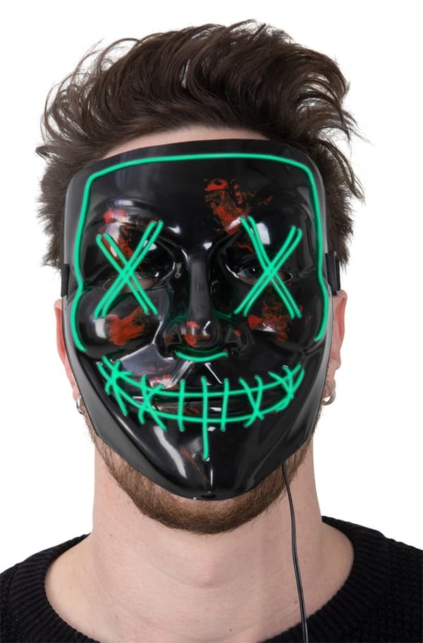 Halloweenmask grön Ledmask