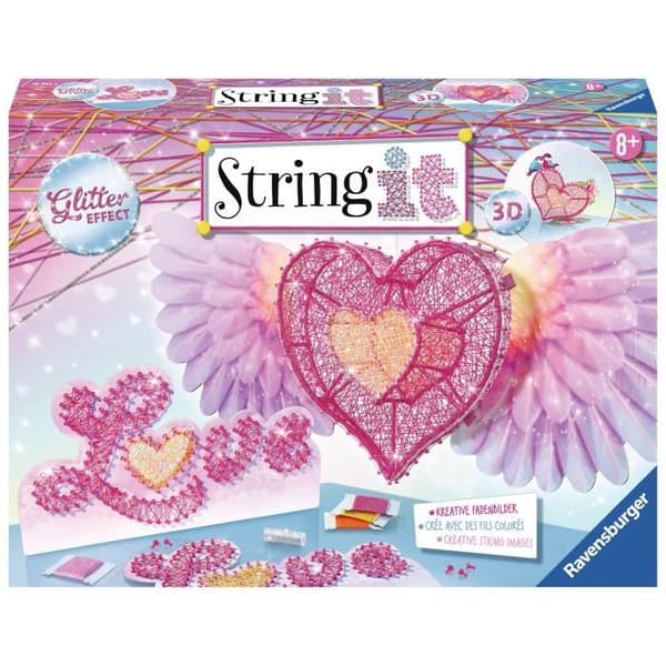 String It maxi: 3D Heart - Ravensburger - Komplett set i sträckt tråd - DIY barns kreativa fritid - 2 modeller - Från 8 år