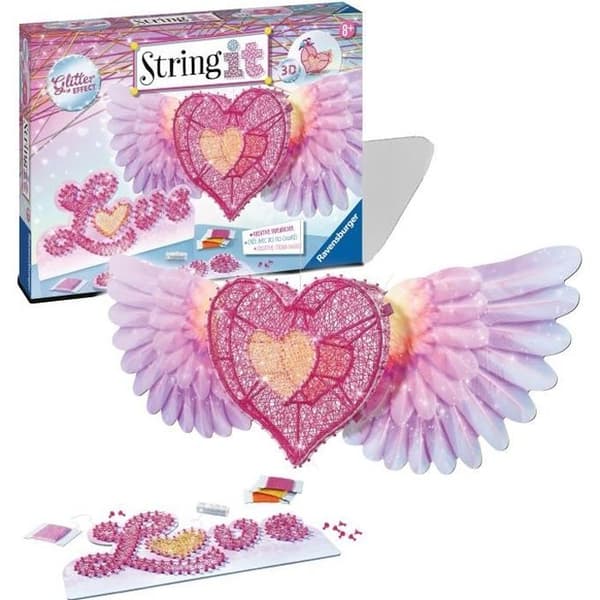 String It maxi: 3D Heart - Ravensburger - Komplett set i sträckt tråd - DIY barns kreativa fritid - 2 modeller - Från 8 år