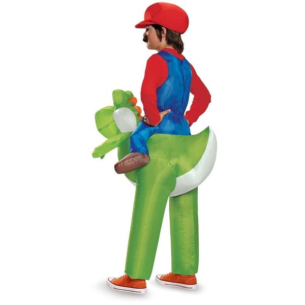 Super Mario Uppblåsbar Utklädning, Mario Riding Yoshi Kid One Size