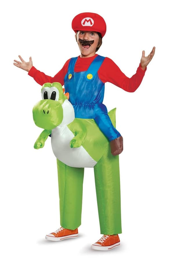 Super Mario Oppustelig Dress Up, Mario Ridning Yoshi Kid One Si