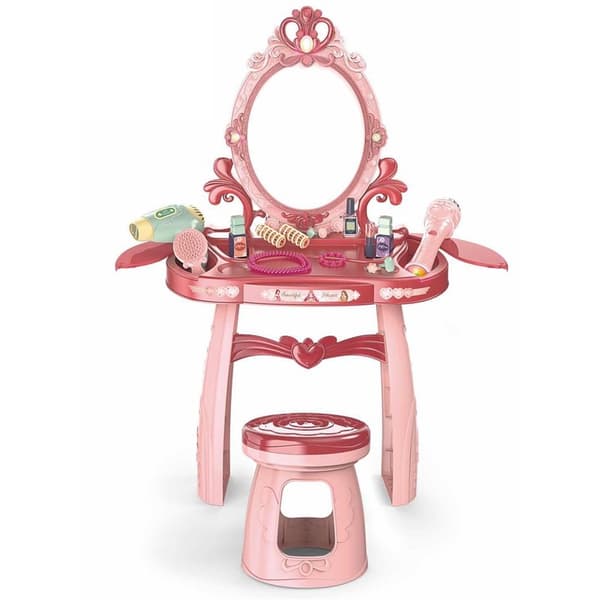 Sminkbord barn - sminkbord med spegel - 44x24,5x76cm - rosa