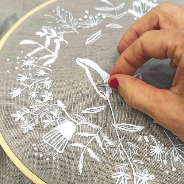 Sätt broderi dekoration räv