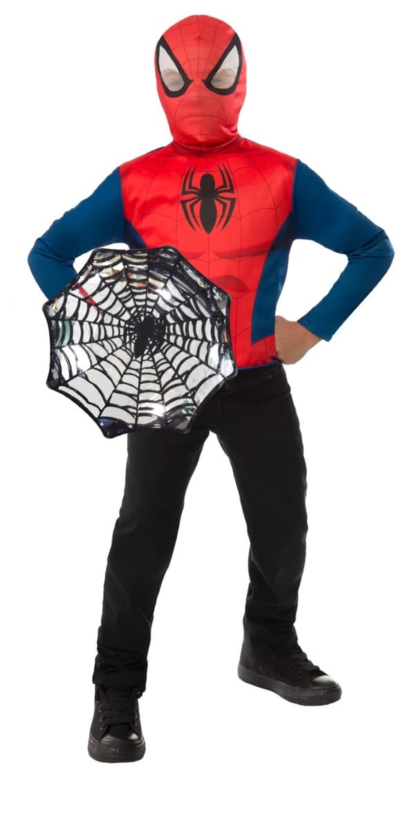 Spiderman Deluxe Utklädning Topp + Sköld, 4-7 år