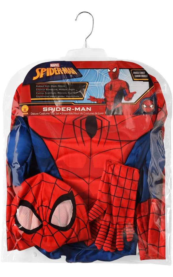 Marvel Spiderman Muskulös överkropp med mask, 4-7 år