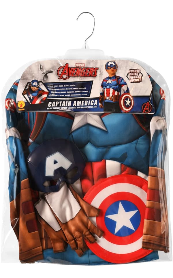 Captain America Deluxe Top utklädningskläder, 8-10 år