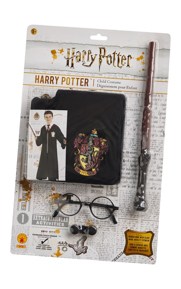 Harry Potter paket med mantel, glasögon och trollstav 5 - 8 år