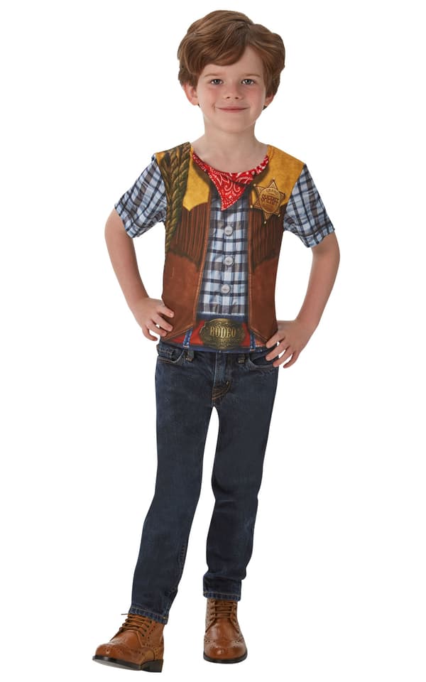 Cowboy T-Shirt utklädningskläder till barn (Stl. 128/L)