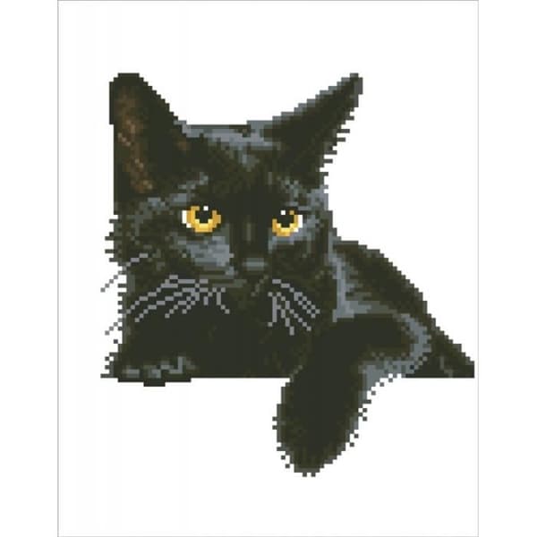 Konstverk - Diamond Dotz - Svart katt - 13 facetter - För barn från 8 år