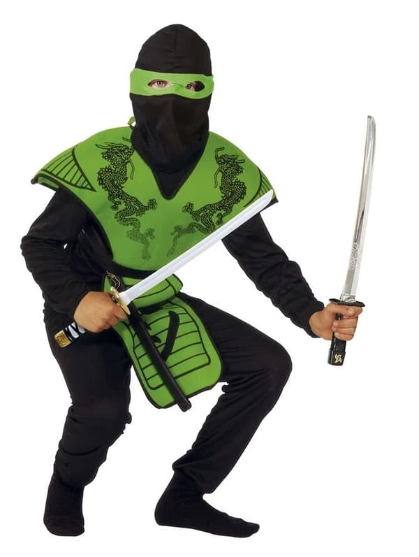 Kostume Ninja Green Størrelse 140