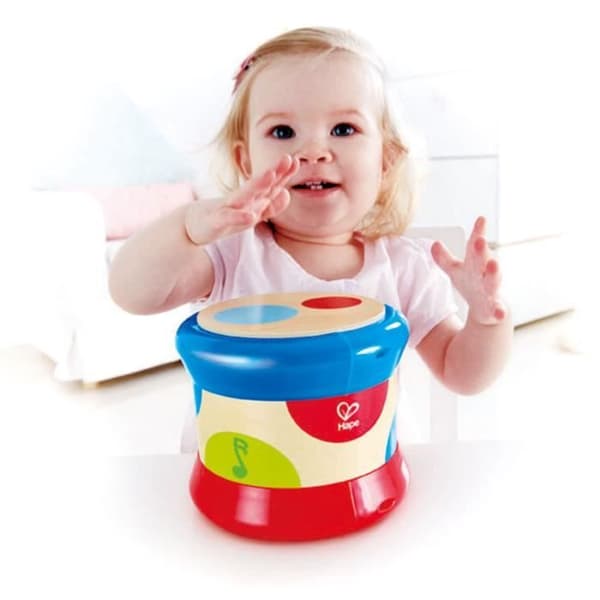 Musikalisk utvecklingsleksak i trä - Babytrumma - HAPE - Röd - Utomhus - 3 x AA