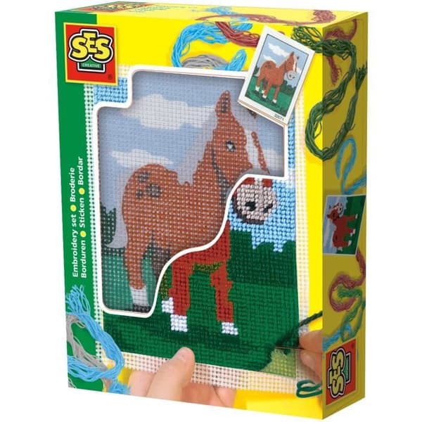 Broderi set - SES CREATIVE - Hästar - Kreativa hobbies - Vit - Från 8 år