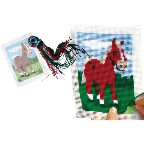 Broderi set - SES CREATIVE - Hästar - Kreativa hobbies - Vit - Från 8 år