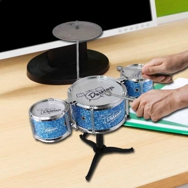 Bordsbatteri - Mini - Röd - 1 miniatyrbatteri att montera - 2 trumpinnar