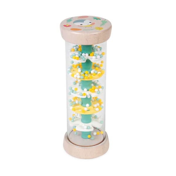 Musikalisk uppvaknande leksak - JANOD - Pure Wooden Rain Stick - För bebisar från 6 månader - Beige färg