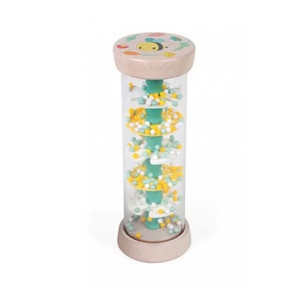 Musikalisk uppvaknande leksak - JANOD - Pure Wooden Rain Stick - För bebisar från 6 månader - Beige färg