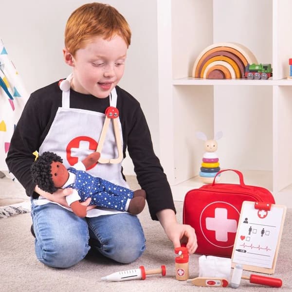 Läkarkit - Bigjigs Toys - Rollleksak - Trä - Vitt och rött - Blandat