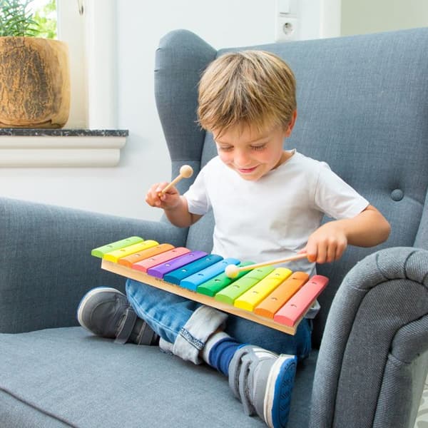 Nya Klassiska Leksaker Trä Xylofon 12 Toner 33 cm - Musikleksak för barn