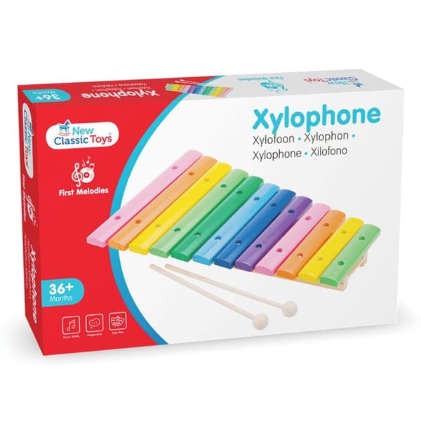 Nya Klassiska Leksaker Trä Xylofon 12 Toner 33 cm - Musikleksak för barn