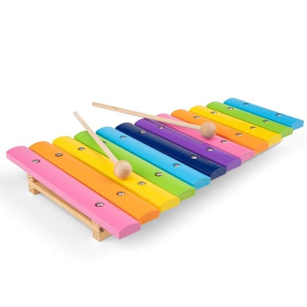 Nya Klassiska Leksaker Trä Xylofon 12 Toner 33 cm - Musikleksak för barn