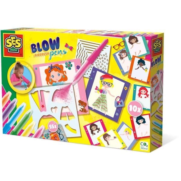 SES CREATIVE Blow airbrush pennor - Stylist för barn från 5 år och uppåt