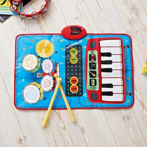 Lekmatta - Global Gizmos - 50770 - 2 i 1 musikal - Keyboard och trummor - För barn