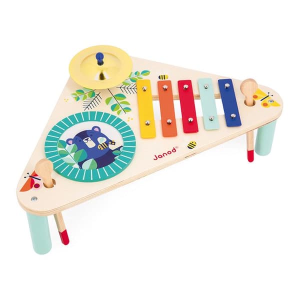 Gioia musikbord i trä - 3 musikinstrument för barn - Leksak för imitation och musikalisk medvetenhet - från 12 månader