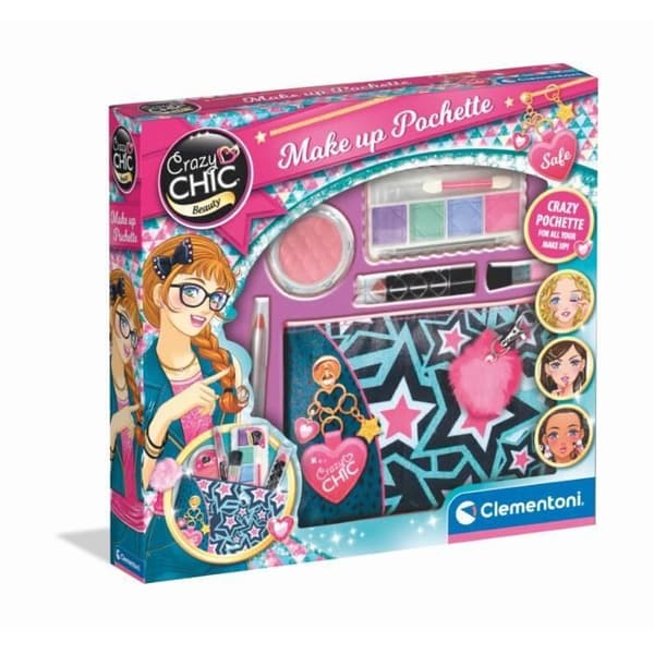 Tvättbar sminkväska för barn - Clementoni Crazy Chic - Innehåller 5 sminkprodukter