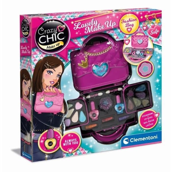 Crazy Chic sminkväska - CLEMENTONI - Rosa och svart - För barn från 6 år och uppåt