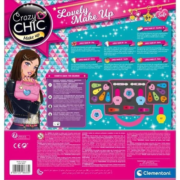 Crazy Chic sminkväska - CLEMENTONI - Rosa och svart - För barn från 6 år och uppåt
