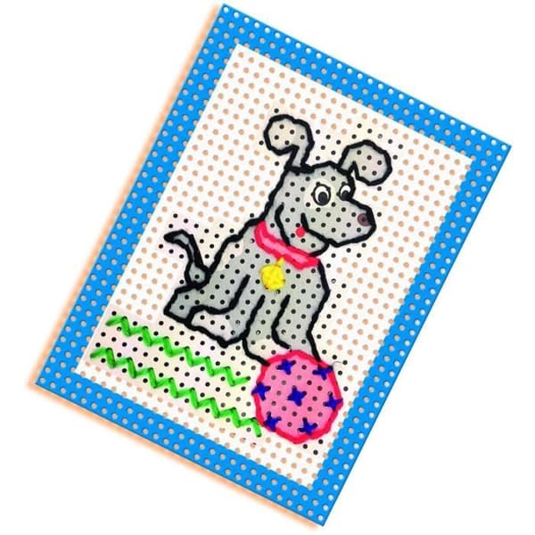 SES CREATIVE - Jag lär mig att brodera - Förtryckta och perforerade kort - Canvas med stora hål - För barn över 3 år