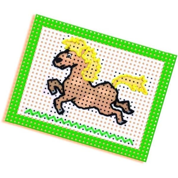 SES CREATIVE - Jag lär mig att brodera - Förtryckta och perforerade kort - Canvas med stora hål - För barn över 3 år