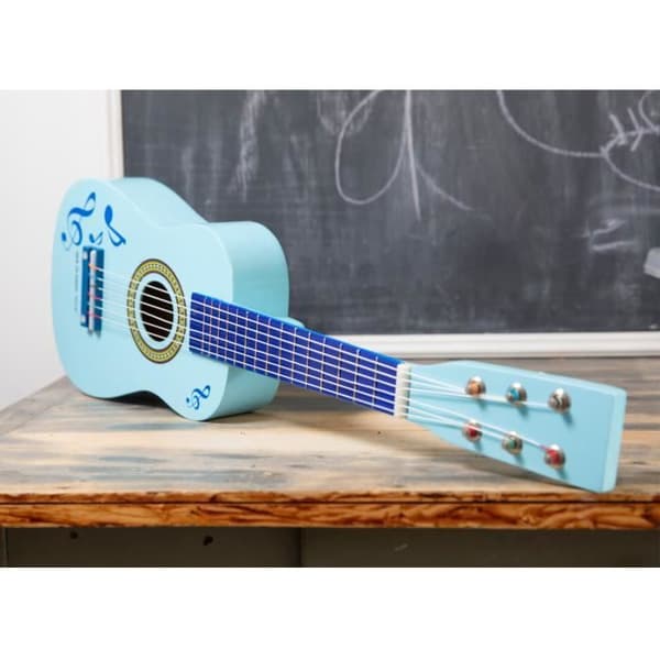 Trägitarr för barn - NYA KLASSISKA LEKSAKER - Musiknoter - Blå - 60 cm