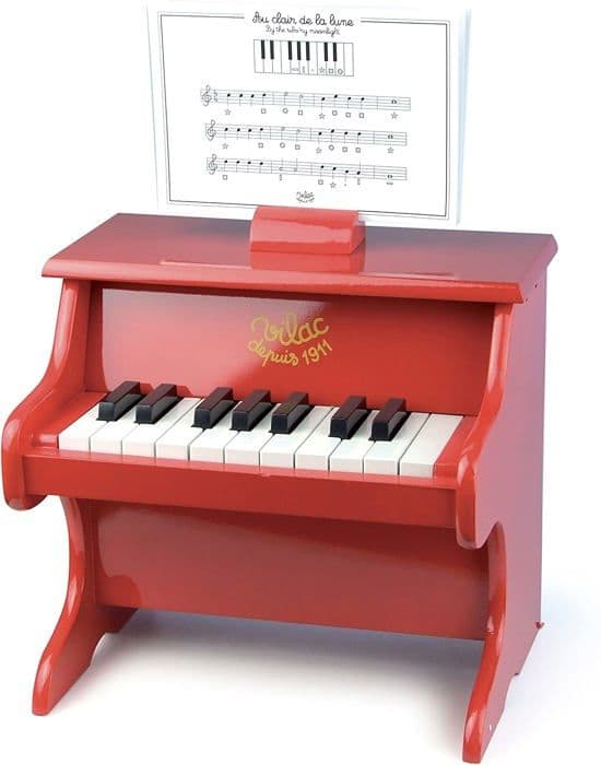 VILAC - 18-tangenters rött piano med noter
