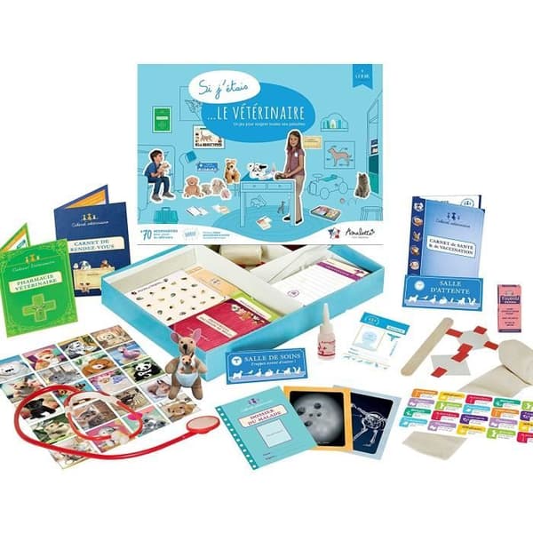Amulet - If I Were the Veterinarian Box - Pedagogiskt spel 6 till 10 år gammalt - 70+ Tillbehör för lek och skötsel av djur
