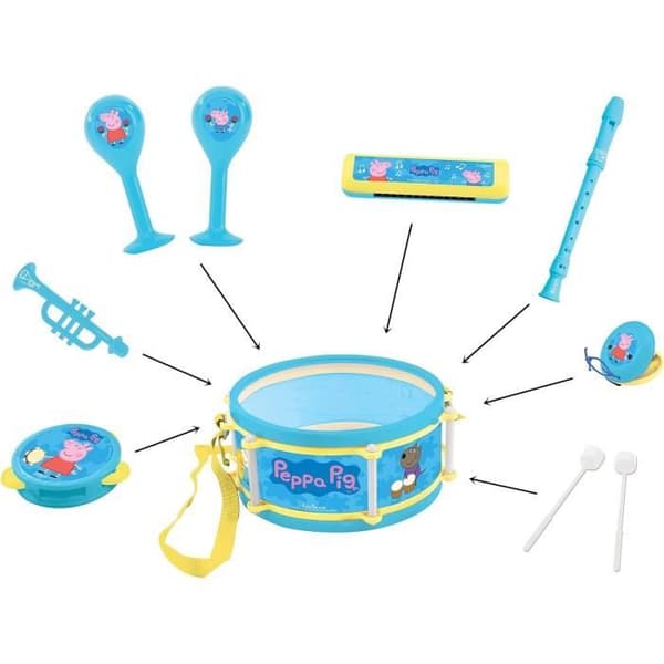 Lexibook - Peppa Pig Musical Set - 7 instrument - Förvaring i trumman