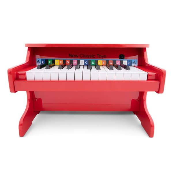 Träpiano för barn - NYA KLASSISKA LEKSAK - E-Piano 25 juniortangenter - Integrerad förstärkare - Röd