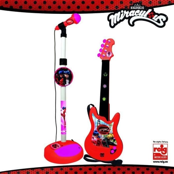MIRACULOUS/LADYBAG Gitarr och mikrofon - 4 strängar - Batteridriven