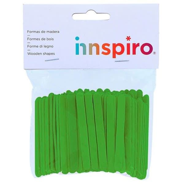 Modespel - sömnad - styling Innspiro - 99574 - Gröna piképinnar i trä 73 x 7 x 2 mm. 150u,