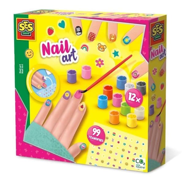 SES CREATIVE Nail Art Kit - 12 nagellacksfärger och 99 klistermärken för att dekorera dina naglar