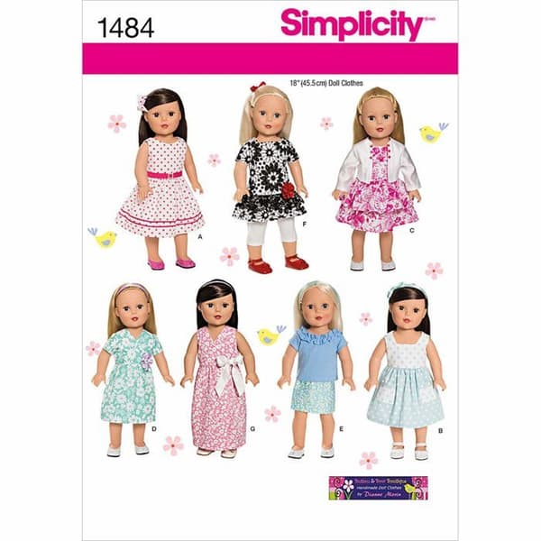 Modespel - sömnad - Enkel styling - US1484OS - Storlek OS Kläder för 46 cm docka