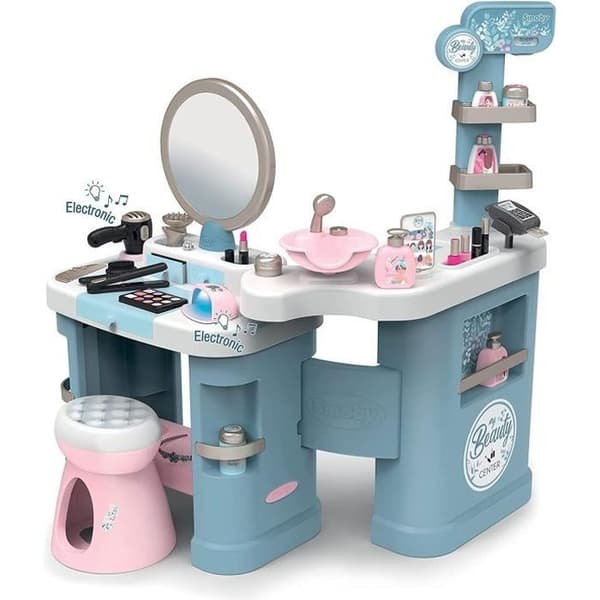 SMOBY - My Beauty Center - Frisörbord och skönhetssalong för barn - 32 realistiska tillbehör med ljud- och ljusfunktioner
