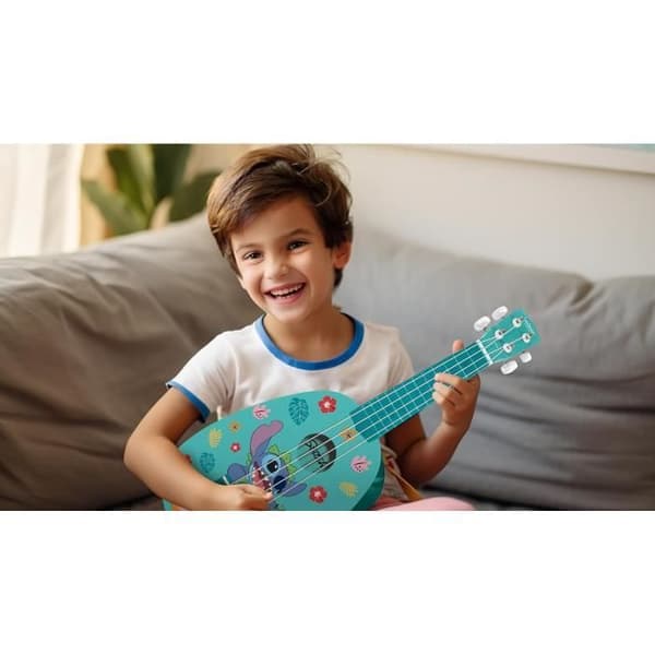 Ukulele Stitch, Ungefär 53 cm, Trä, 6 strängar i nylon, Guide ingår, Lexibook