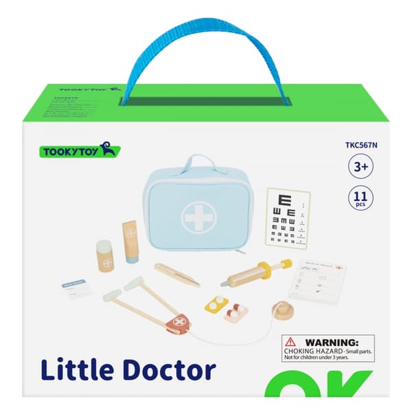 TOOKY TOY Little Doctor - Läkarset i Resväska av Trä med Tillbehör