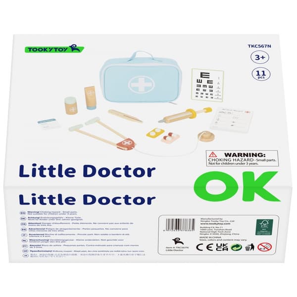 TOOKY TOY Little Doctor - Läkarset i Resväska av Trä med Tillbehör