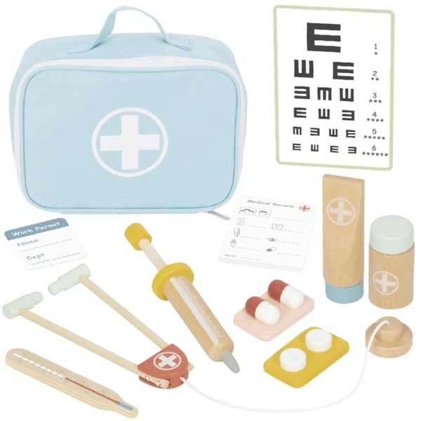 TOOKY TOY Little Doctor - Läkarset i Resväska av Trä med Tillbehör
