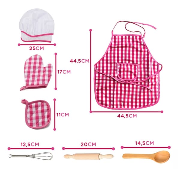 WOOPIE Little Chef Set ruoanlaittopuku keittiötarvikkeet 7 kpl.