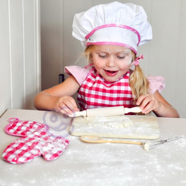 WOOPIE Little Chef Set ruoanlaittopuku keittiötarvikkeet 7 kpl.